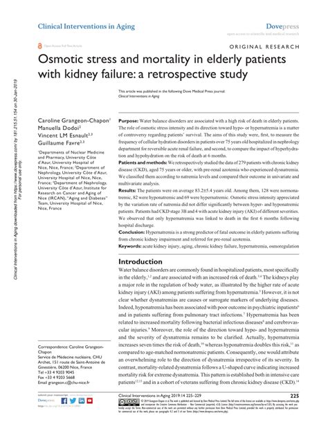 Osmotic stress and mortality in elderly patients with kidney …