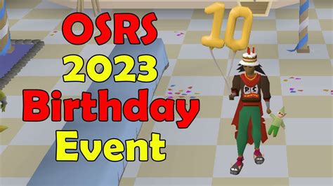 Random events, an event that can happen randomly whilst playing. Holiday events, seasonal and community events that happen periodically throughout the year. 20th Anniversary event, a one-off seasonal event celebrating the 20th anniversary of RuneScape. Birthday event, a seasonal event celebrating the anniversary of Old School RuneScape. . 