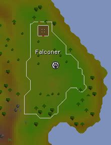 The Piscatoris falconry area is one of several Hunter training areas. It is located south of the Piscatoris Fishing Colony. Falcons cost 500 coins to rent and can be used for an unlimited amount of time in the area until the player leaves. In order to use a falcon to hunt, the weapon, shield, and hands slots need to be empty.. 