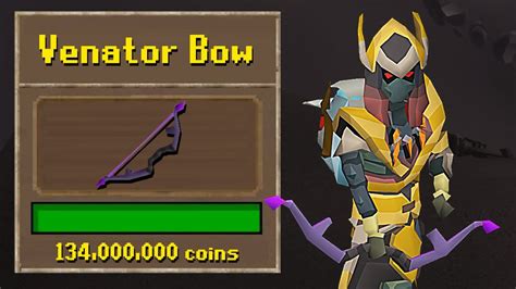Osrs ge venator bow. High Alch. 1 gp (~48.58M loss) Venator bow (uncharged) - Live price charts and trade data. Grand Exchange stats for Old School RuneScape. 