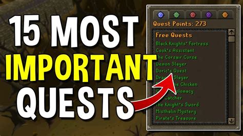 Quest experience rewards, skill experience earned for the completion of quests. Quest requirements, overview of minimum skill requirements and more per individual quest. Category: Quests. This page lists the skill requirements for each quest. An asterisk (*) denotes that a boost may be used to reach the requirement.. 
