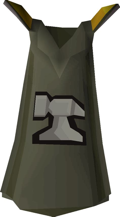 Osrs smithing cape. Thurgo is one of the last living Imcando dwarves (along with Ramarno), and is the master of Smithing found outside the Asgarnian Ice Caves, south of Port Sarim (fairy ring AIQ). Players who reach level 99 Smithing can purchase the Smithing cape from him for 99,000 coins. Thurgo is involved in several quests: Knight's Sword, The Giant Dwarf, and Defender of Varrock. After the Song from the ... 