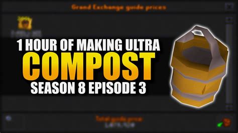 The most efficient way to make ultracompost is the big compost bin in the farming guild. I use weeds or whatever low level allotment products to make a bin of regular compost, when it's done open the bin and use a single dose of compost potion to make the entire bin supercompost, then it only takes 50 volcanic ash to turn the entire bin to ultracompost.. 