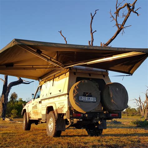 $ 1,595.00. Add to cart. Description. Ostrich Wing 3 – 270 Degree Awning. Weighing in at just 28kg fitted , it’s made from very heavy duty olive green or grey 380gm treated safari rip block canvas with a heavy duty frame.. 
