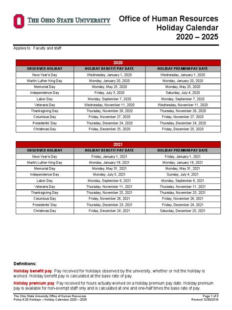 Osu Holiday Calendar