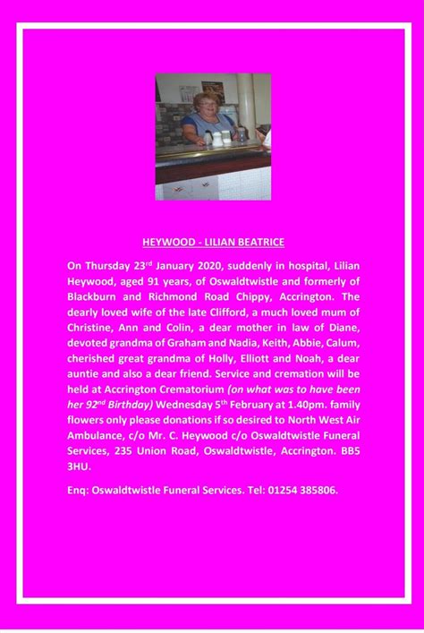 Oswaldtwistle funeral services obituaries. .  <a href=https://turist66.ru/c...