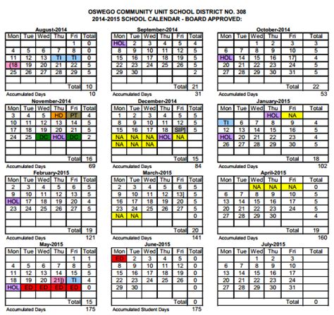 Oswego University Calendar