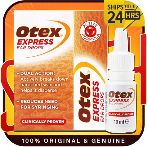 Otex Express Ear Drops Remove Hardened Ear Wax, 10ml