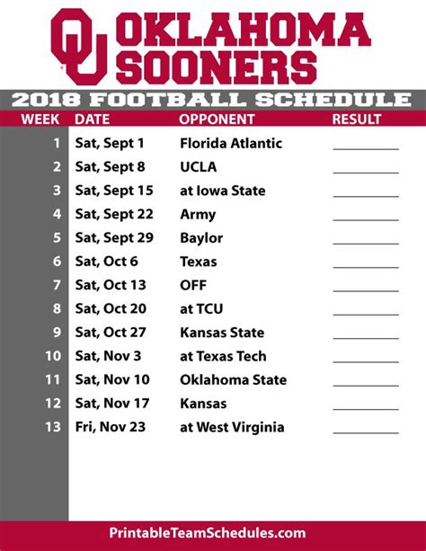 The official 2023 Football schedule for the University of Oklahoma