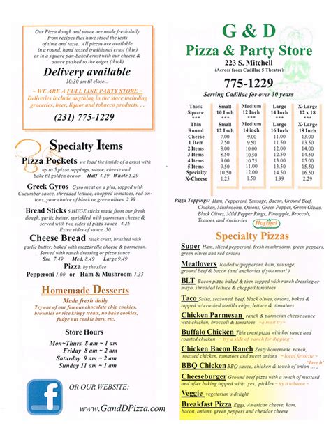 Our Menu G D Pizza