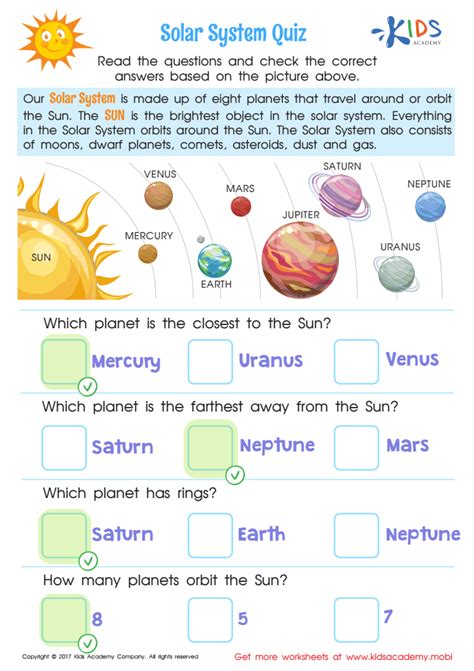 Our Solar System Worksheets Answer