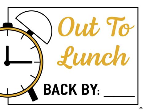 Out For Lunch Sign Printables