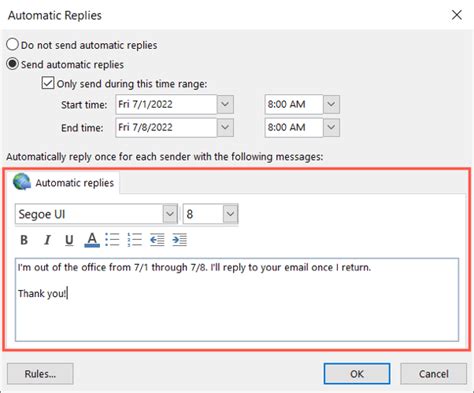 Out Of Office Message New Outlook