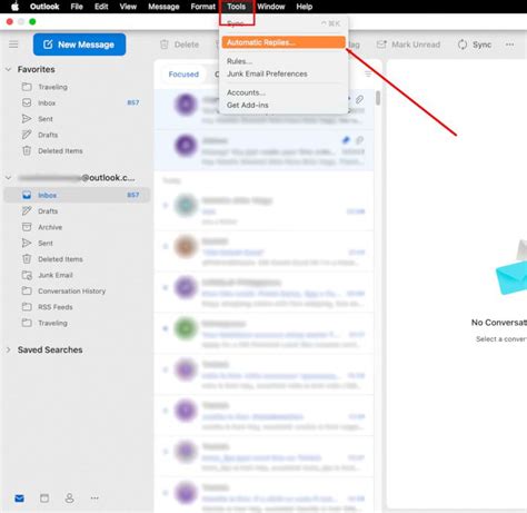 Out of office in mail mac