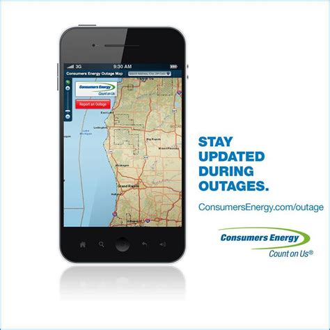 Outage center consumers energy. If you are without power, report your outage to receive status updates. Always be in the know with power outage updates. Turn on notifications to get helpful alerts. Stay safe from downed wires and gas leaks. If you see a downed wire, stay away and call 888-535-9003. 