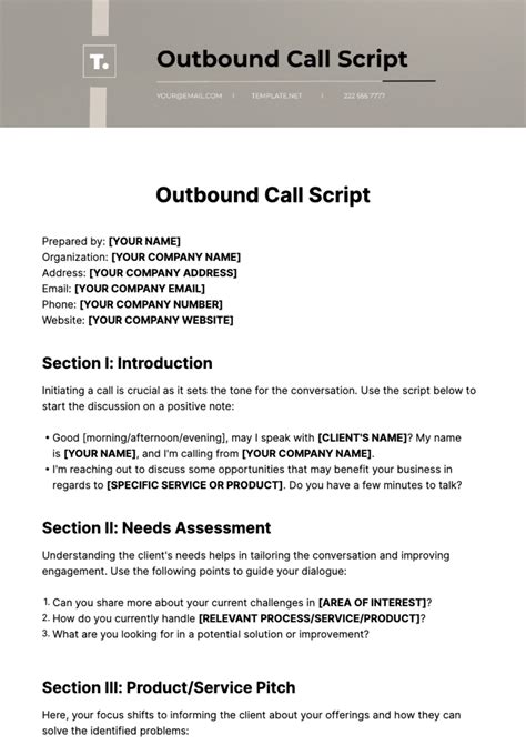 Outbound Call Script Example