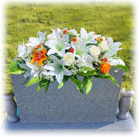 Outdoor cemetery flower arrangements for graves. .  <a href=https://lysvat...