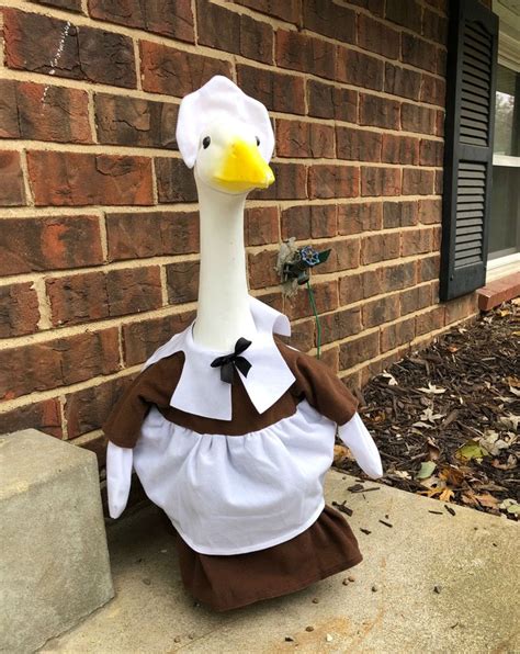 100% polyester Sunflower Goose Outfit designed to fit our 23" Large White Goose (sold separately) Two pieces included, secures with an elastic piece. For indoor/protected outdoor use. Spot clean. Imported. Add to Cart. 29.99. Gaggleville Porch Goose™ Large 23” …