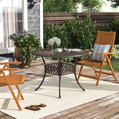 Outdoor table round.  Find Round-Shaped-Table patio tables at Lowe's today.  St...