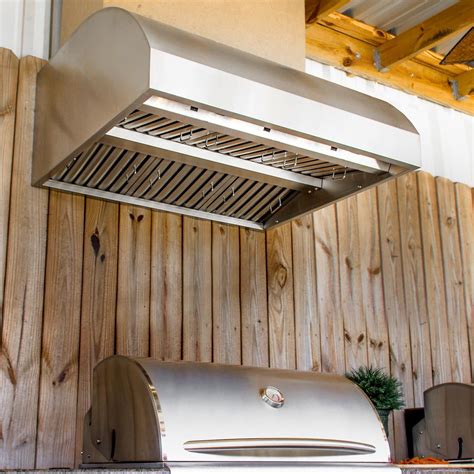 Outdoor vent hood. This strongly built, 42 deep vent hood is designed to keep your outdoor kitchen as free of smoke as possible with a pair of individually controlled, 1,000-CFM internal blowers. … 