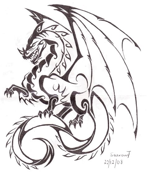 Outline Drawing Of A Dragon