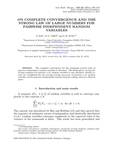 Outline Example Convergence Of Random Variables Law Of Large