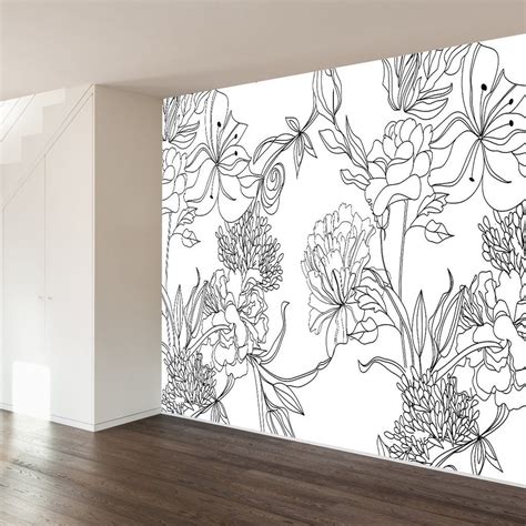 Outline Flower Mural Drawing
