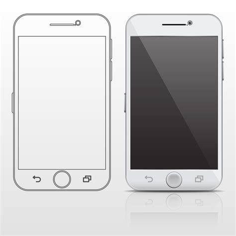 Outline and realistic smartphone, cell phone vector design template in