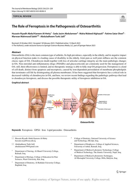 Outlines of the Biochemistry of Osteoarthritis Request PDF