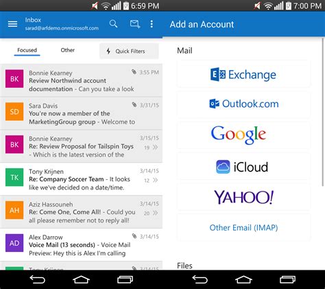 Outlook app android