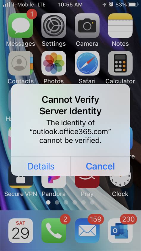 Outlook cannot verify server identity on iPhone Apple Support .