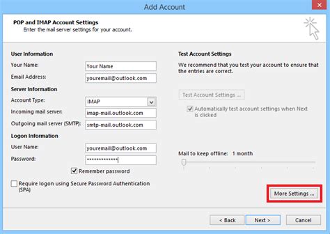 Outlook imap settings.  If it does not automatically detect you’re using an IMAP ...