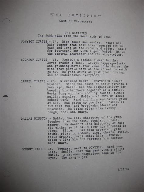 Outsiders Movie Script