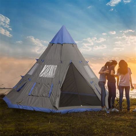 Outsunny Large 6-Person Metal Teepee Camping Tent