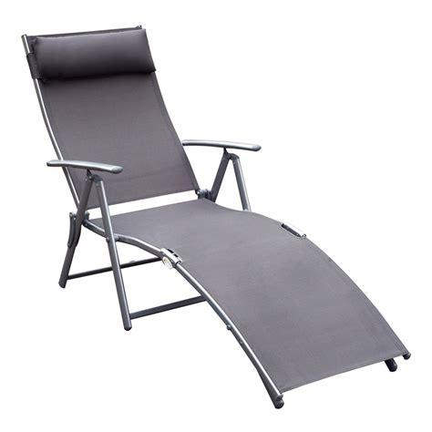 Outsunny Texteline Sun Lounger Recliner Chair Patio Foldable