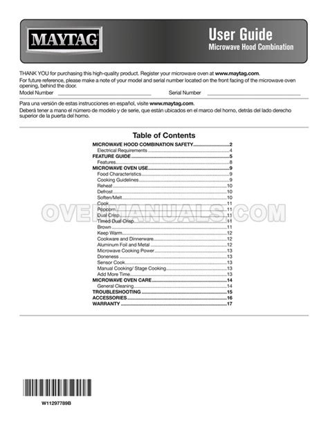 Oven Guide Maytag User