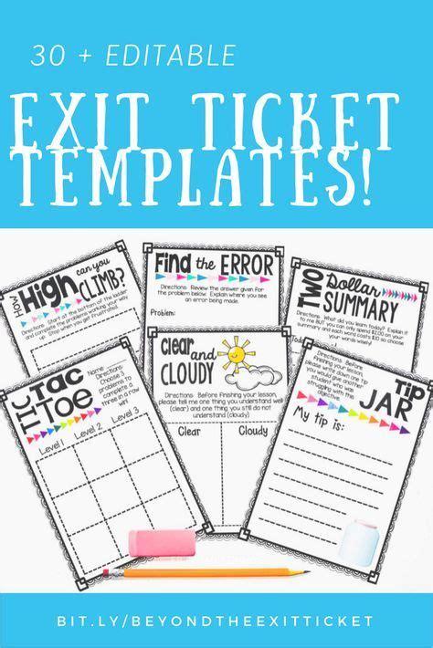 Over 30 editable exit ticket templates for all grades and content areas
