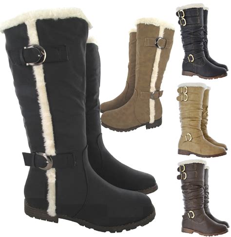 Over Women Knee High Winter Fur-Lined Boots Ladies Warm …