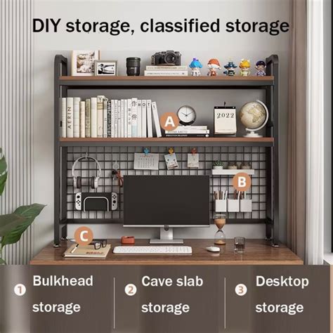 Over desk storage shelves. 4&rdquo; tall, holding up to 11 lbs per shelf. Desk Hutch with 6 Shelves...