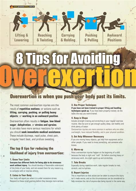 When you push yourself too hard, it’s known as overexertion. This involves physical or mental effort that’s beyond your current abilities. Overexertion depends on many factors, such as your: age See more. 