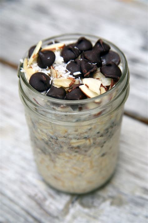 Over ight oats. Place the rolled oats and chia seeds in an 8oz glass jar or container and stir with a spoon. Add the sweetener of your choice (if required) and the milk, and mix well. Cover the container with a lid or wrap and place in the fridge for at least 2 hours (but overnight gives a better texture). 