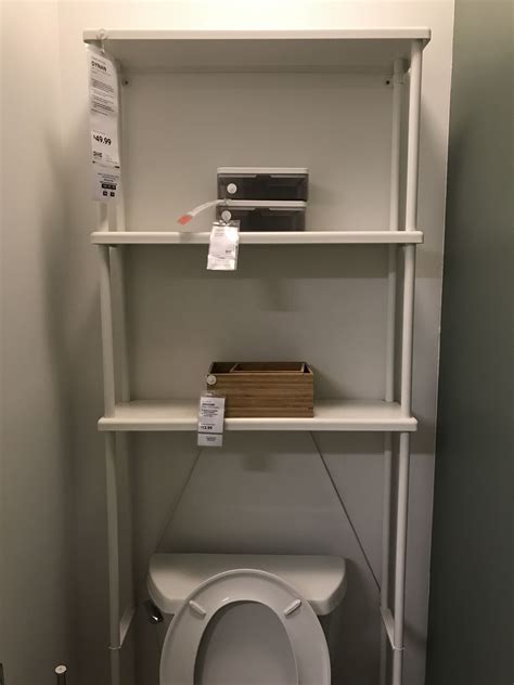 Over the toilet shelving ikea. This Over-Toilet Bathroom Organizer Has a Lot Going for It: Storage galore: 3 shelves give you plenty of storage for bathroom essentials. Bamboo structure: The over-the-toilet shelf made of natural bamboo is strong, solid, and durable for years to come. Adjustable middle shelf: Adjust it to 3 heights to accommodate items of different heights. 