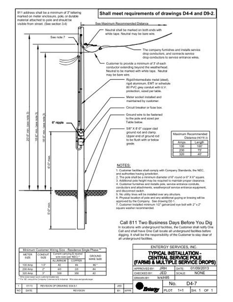 Overhead Central Service Pole - Entergy Louisiana