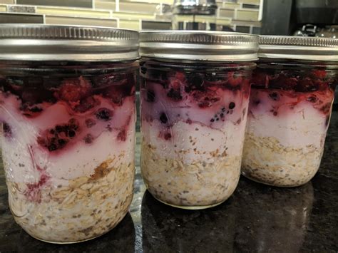 Overnight oats reddit. The milk soaks into the oats overnight making them edible in the morning. For me personally, I love overnight oats because I can prep them the night before with a lot of ingredients (peanut butter, greek yogurt, chia seeds, protein powder, frozen fruit that thaws over night) and then grab them and eat them right away in the morning. 