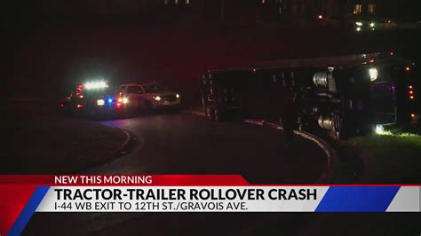 Overnight tractor-trailer rollover crash at I-55, I-44 split