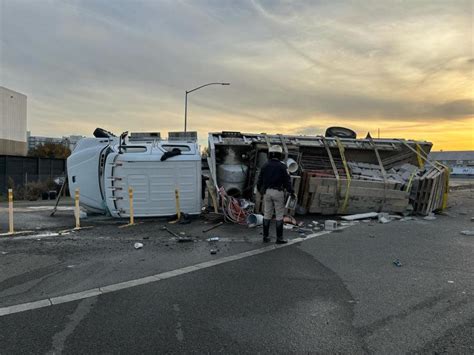 Overturned big rig on Hwy 101 in San Jose causes traffic delay