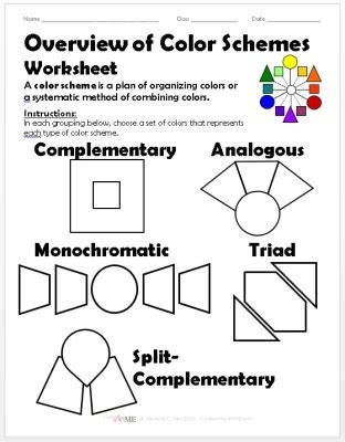 Overview Color Schemes Worksheet Create Art with ME