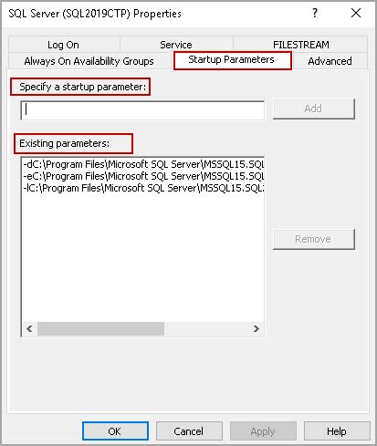Overview of SQL Server Startup Parameters for the SQL Database Engine Service
