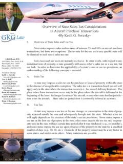 Overview of State Sales Tax Considerations In Aircraft …