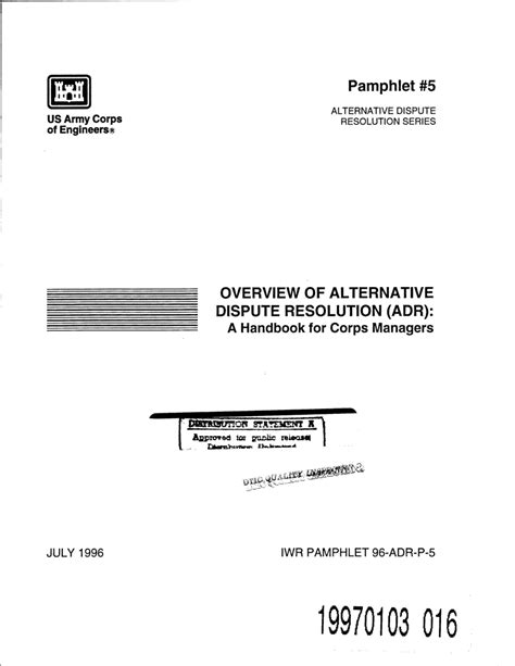 Overview of alternative dispute resolution adr a handbook for corps managers. - Geology laboratory manual freeman answer key.